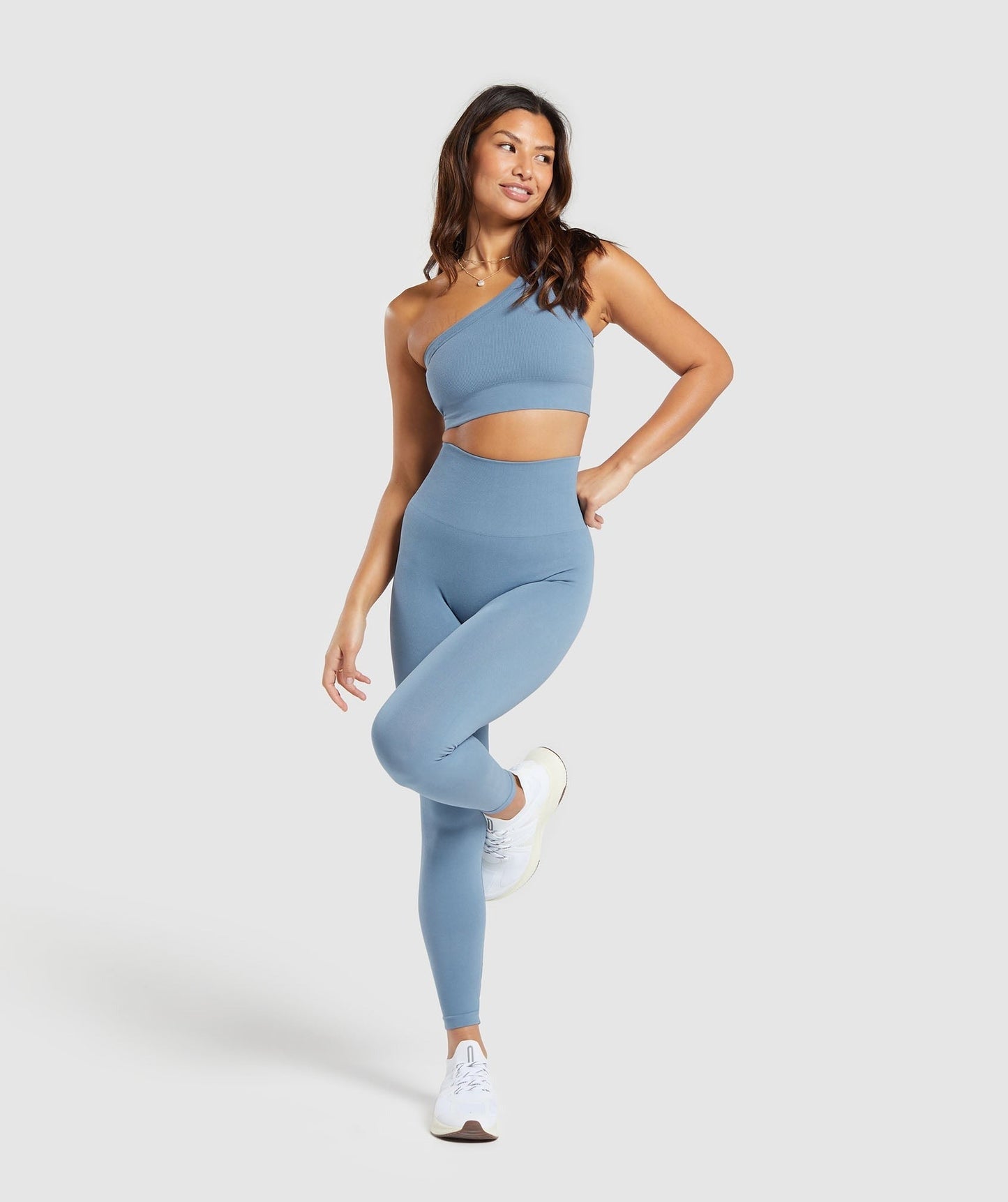 Gymshark Cotton Seamless Leggings - Faded Blue
