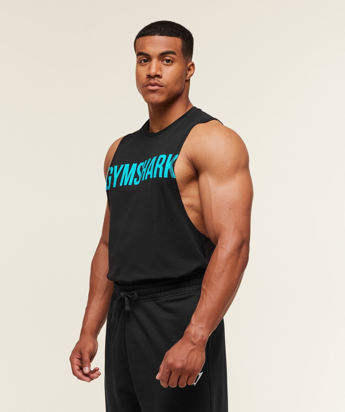 Gymshark Prime Drop Arm Tank - Black/Brand Blue