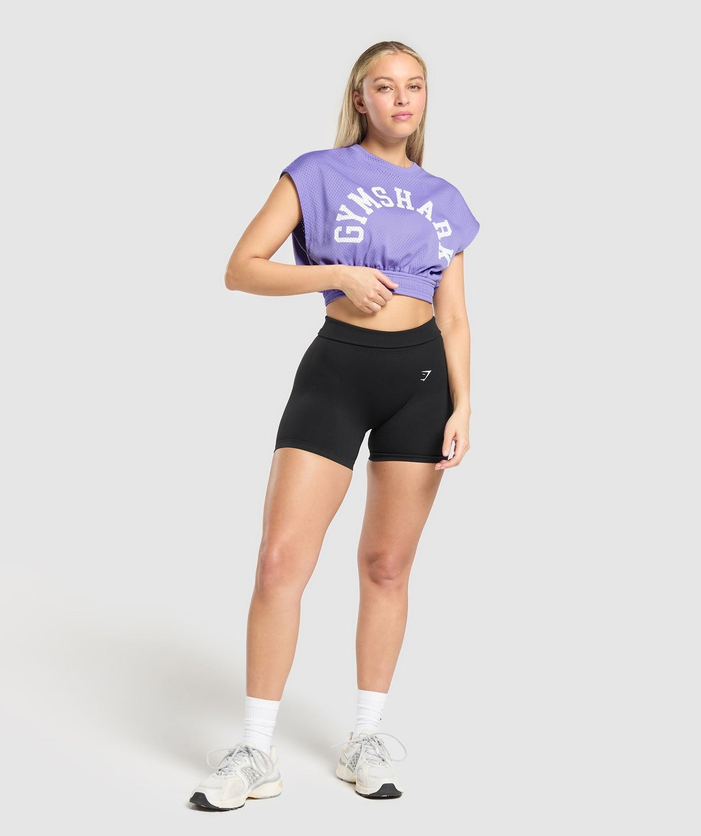 Gymshark Mesh Graphic Crop Top - Record Purple