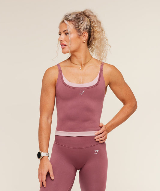 Gymshark Interval Seamless Midi Tank - Reset Pink/Light Pink