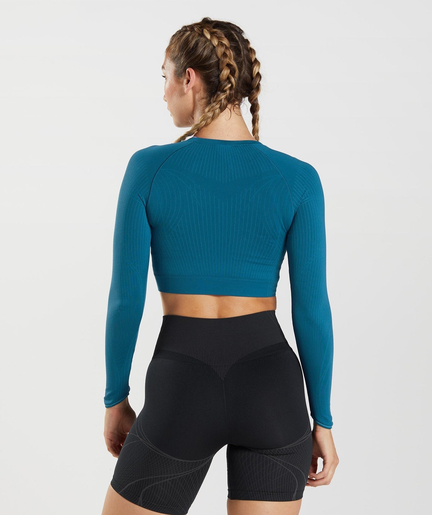 Gymshark Apex Seamless Crop Top - Atlantic Blue/Shark Blue
