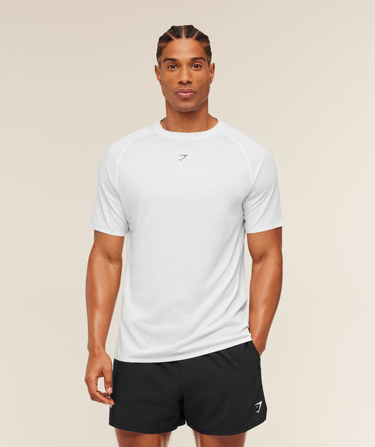 Gymshark Hybrid Engineered Jacquard T-Shirt - White
