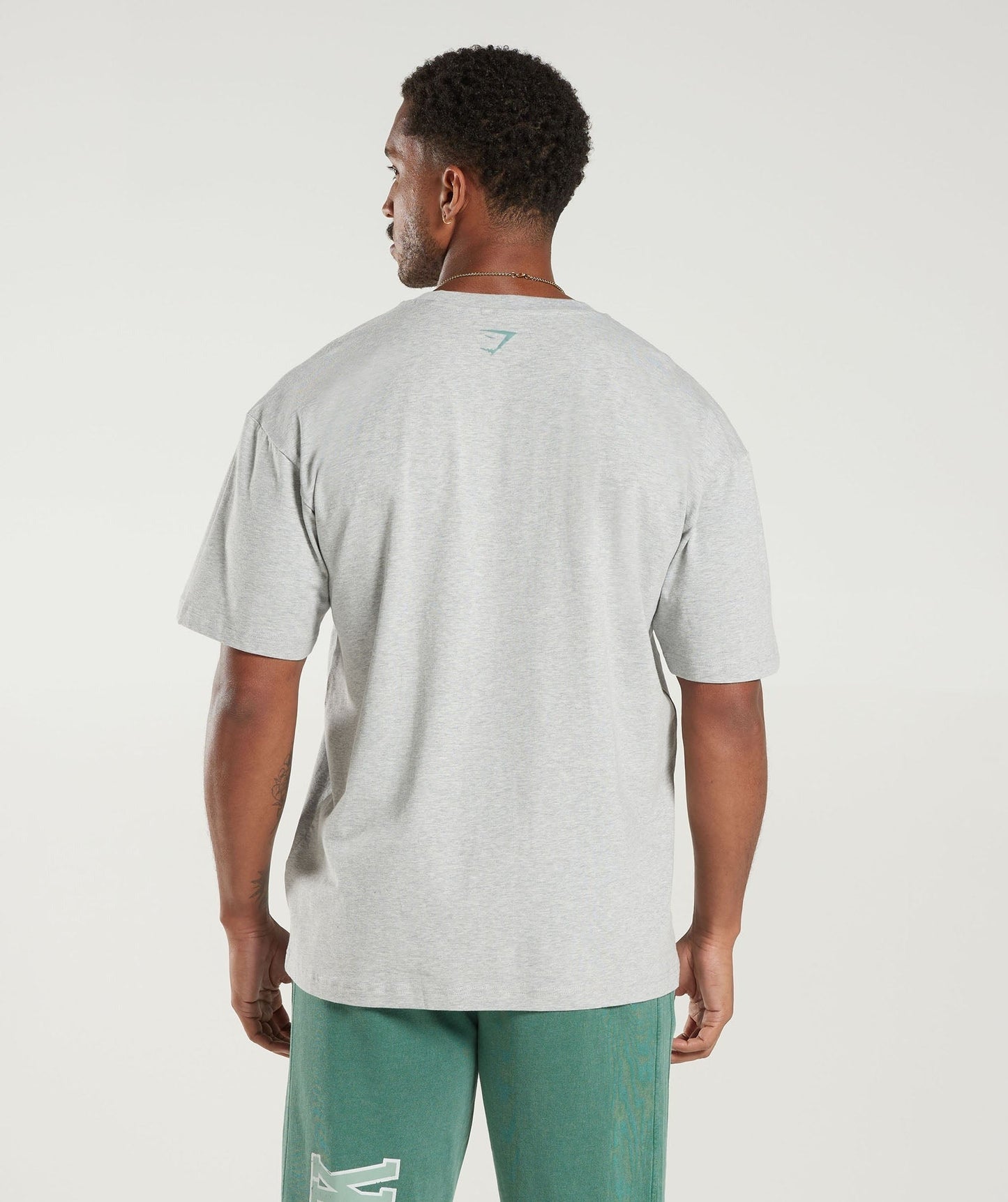 Gymshark Collegiate Oversized T-Shirt - Light Grey Core Marl
