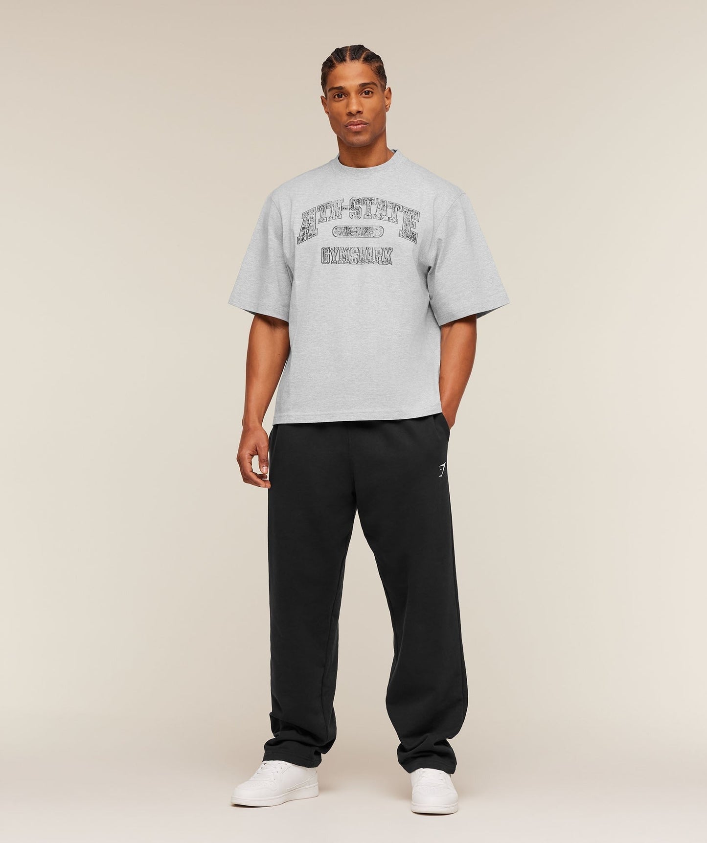 Gymshark Ath-State Graphic T-Shirt - Light Grey Core Marl