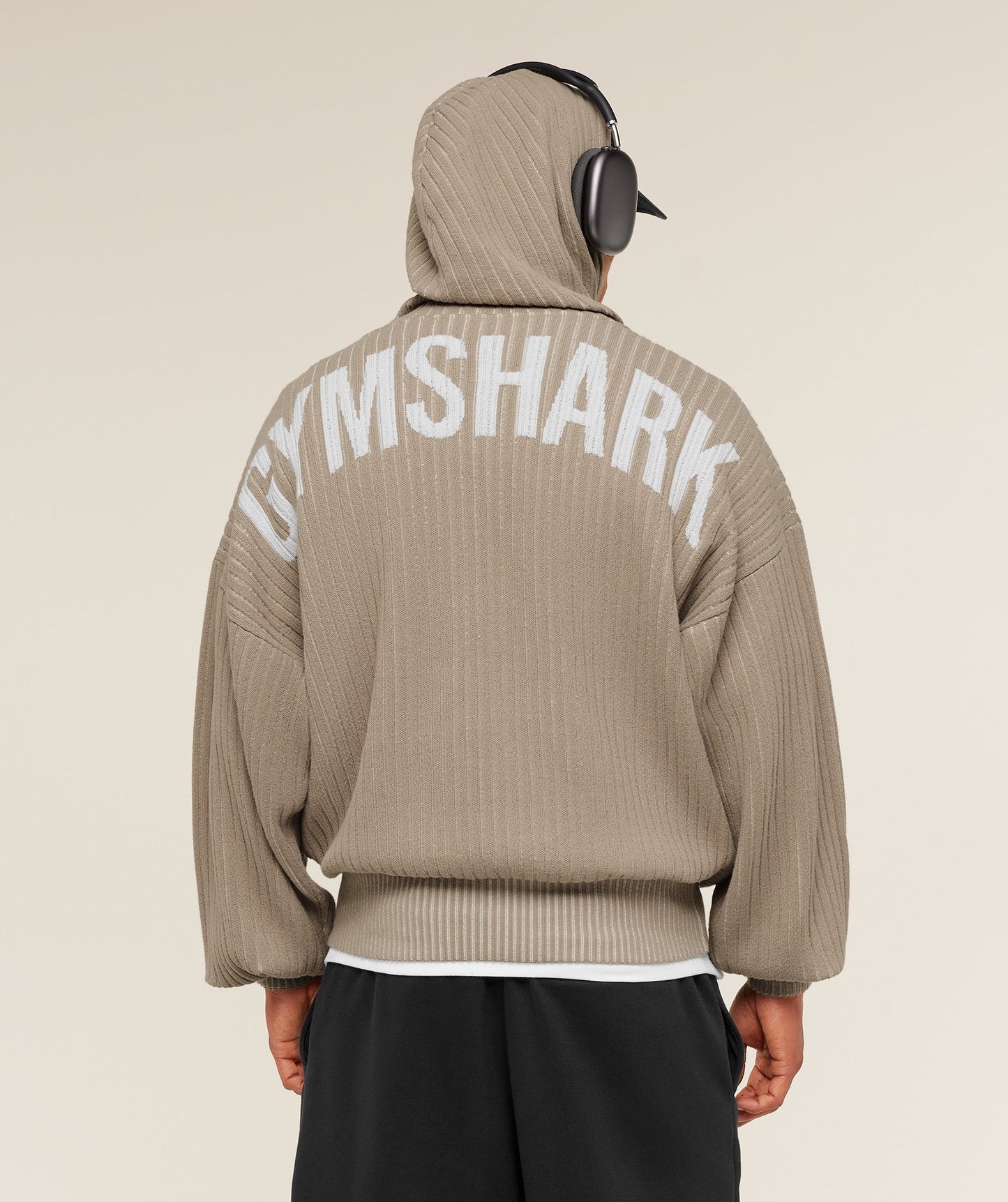 Gymshark x Saalt Studios Knitted Hoodie - Cement Brown/Oat White