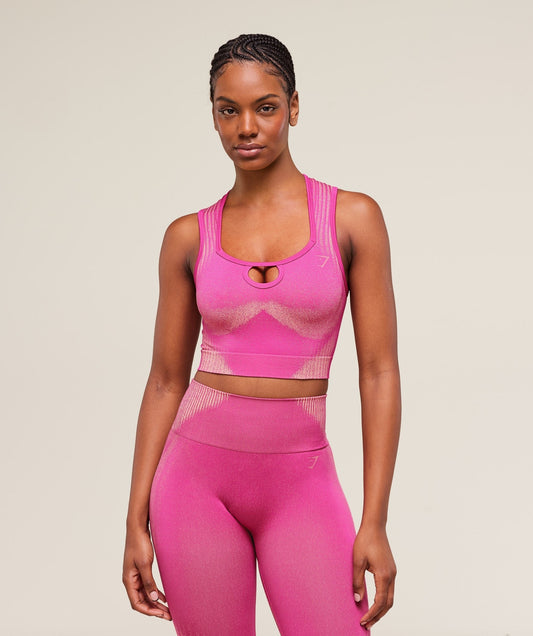 Gymshark Diffuse Seamless Cropped Tank - Winning Pink/Refresh Yellow