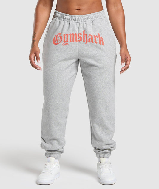 Gymshark Strength Department Graphic Joggers - Light Grey Core Marl