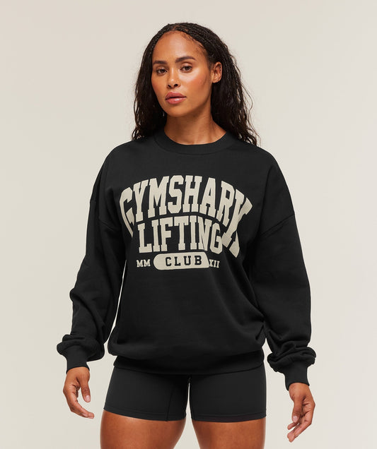 Gymshark Lifting Club Graphic Oversized Crew Neck - Black