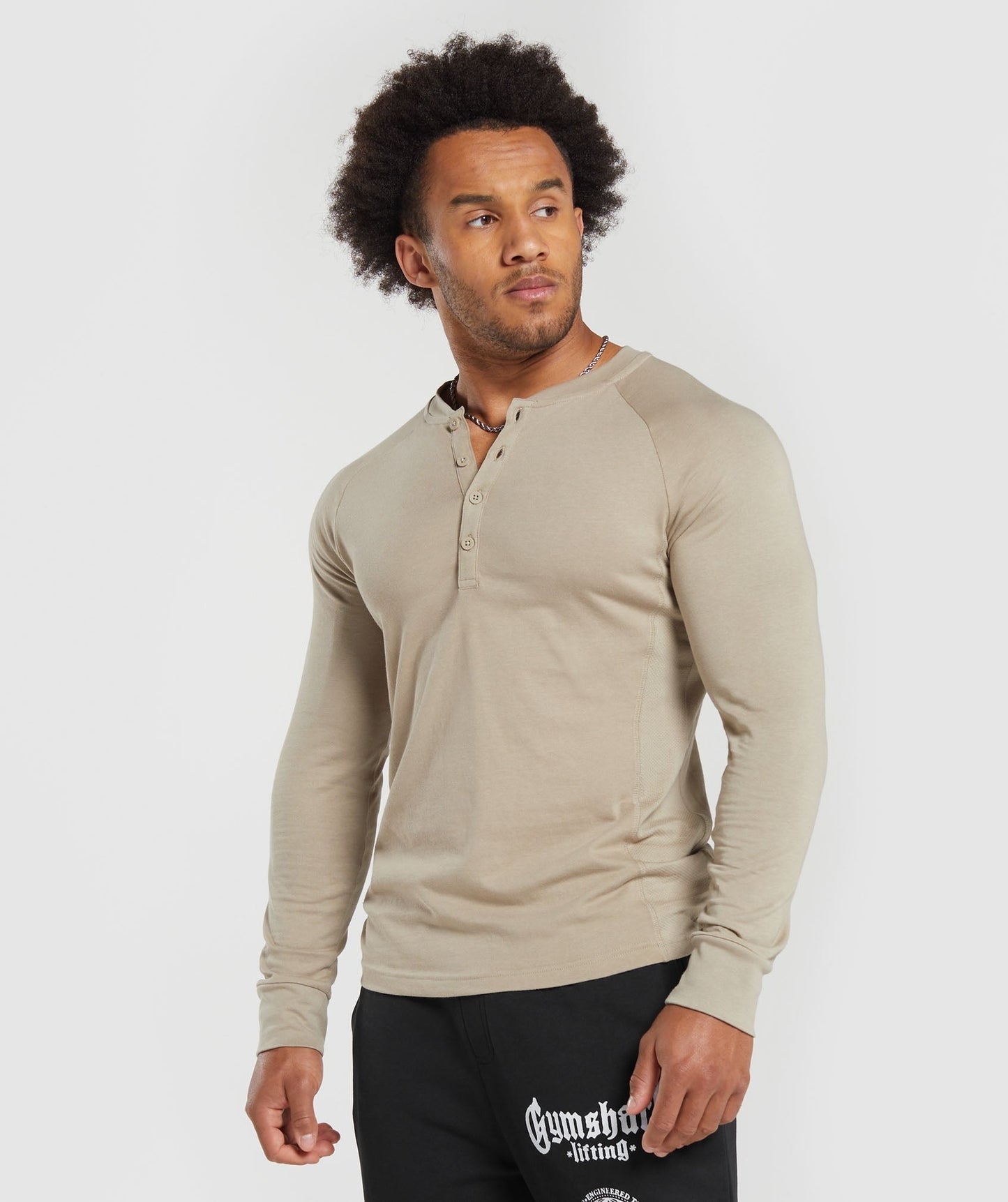 Gymshark Rest Day Essentials Henley - Sand Brown