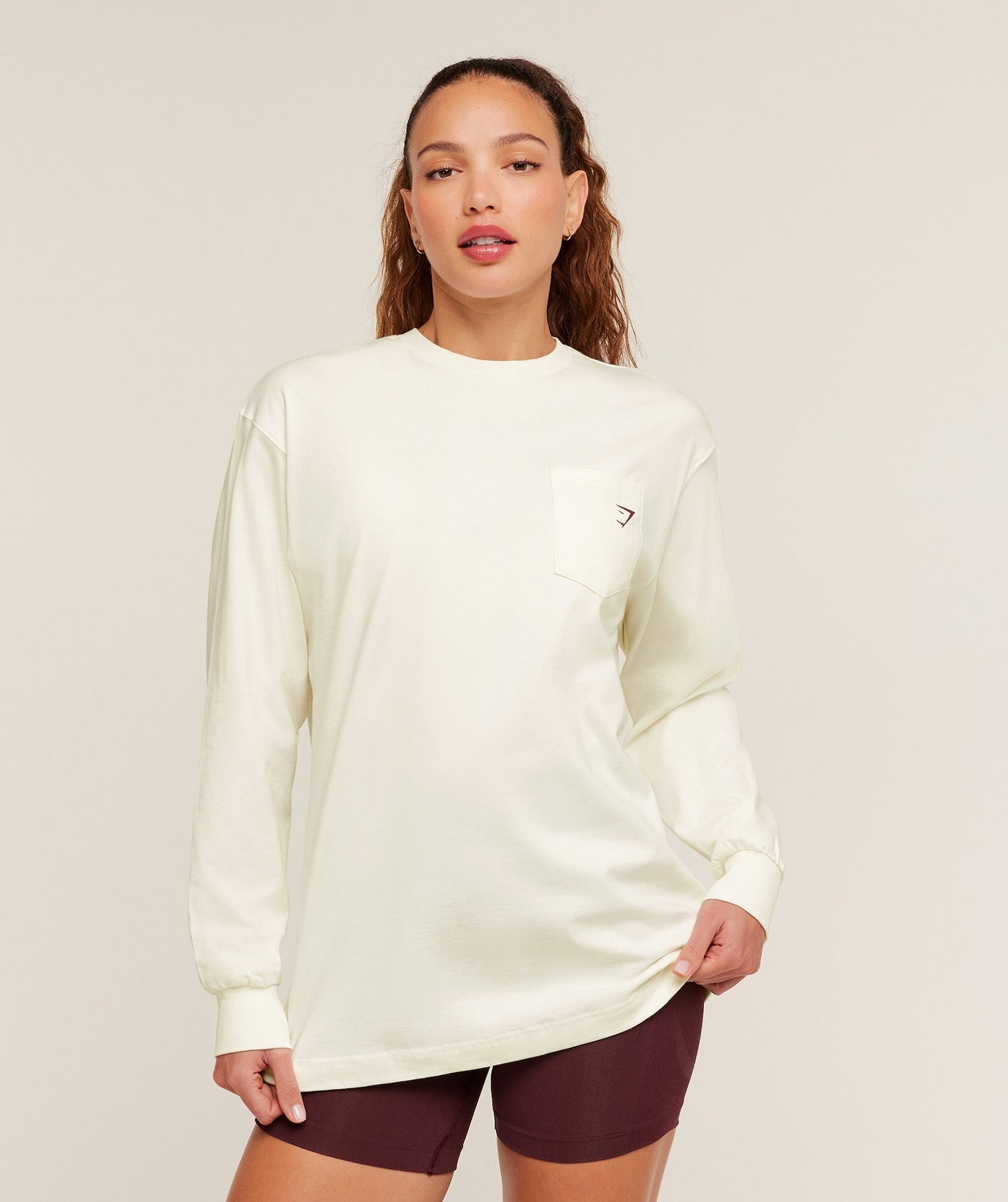 Gymshark Heavy Duty Oversized Long Sleeve T-Shirt - GS Soft White