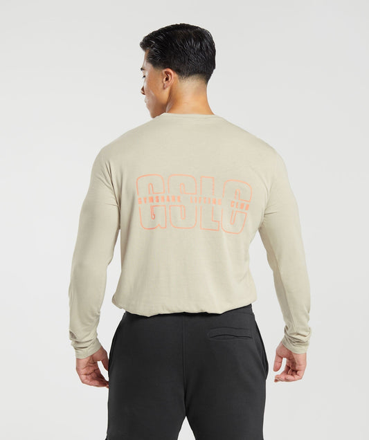 Gymshark Lifting Club Long Sleeve T-Shirt - Washed Stone Brown