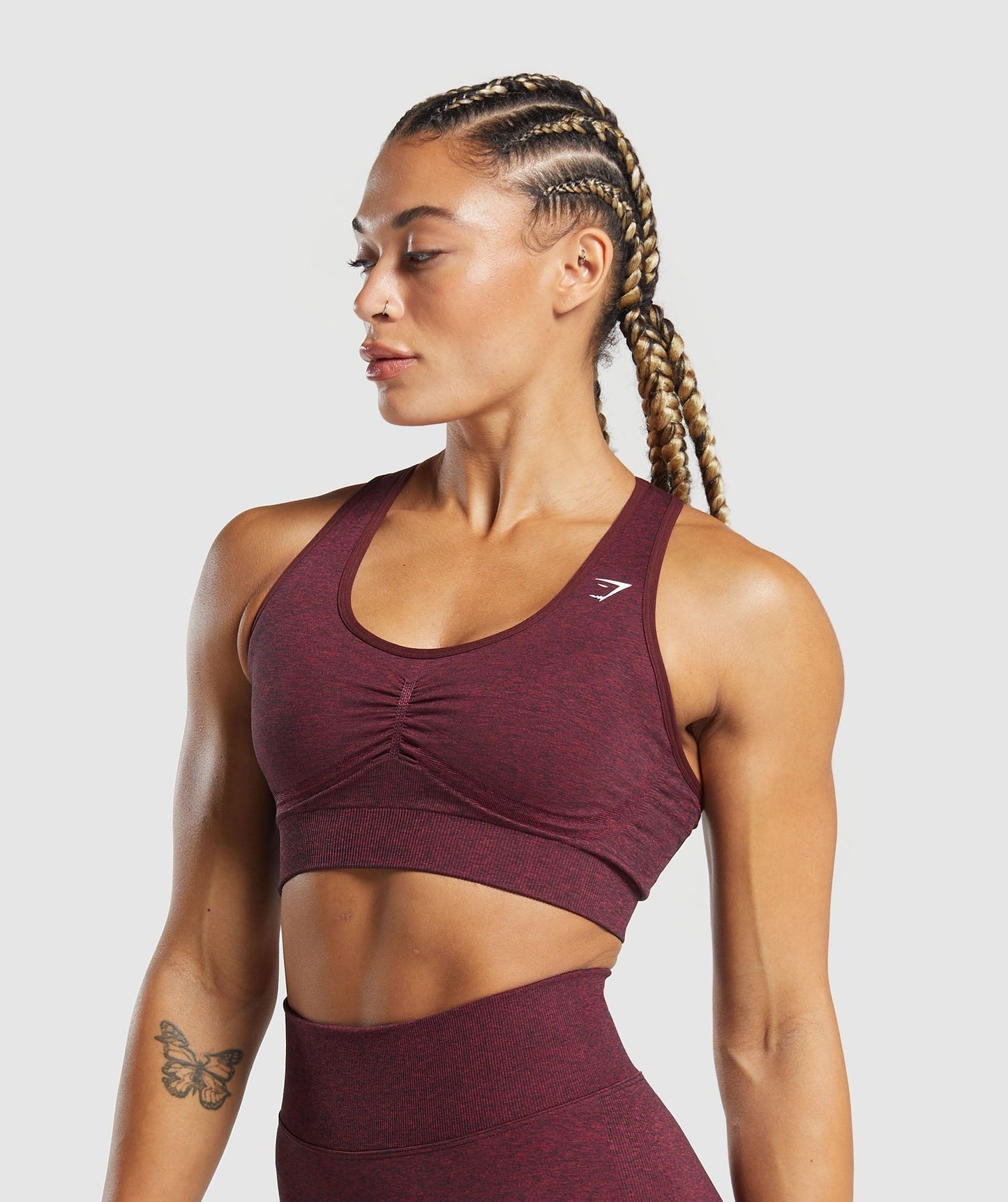 Gymshark Lift Seamless Sports Bra - Vintage Pink/Black Marl