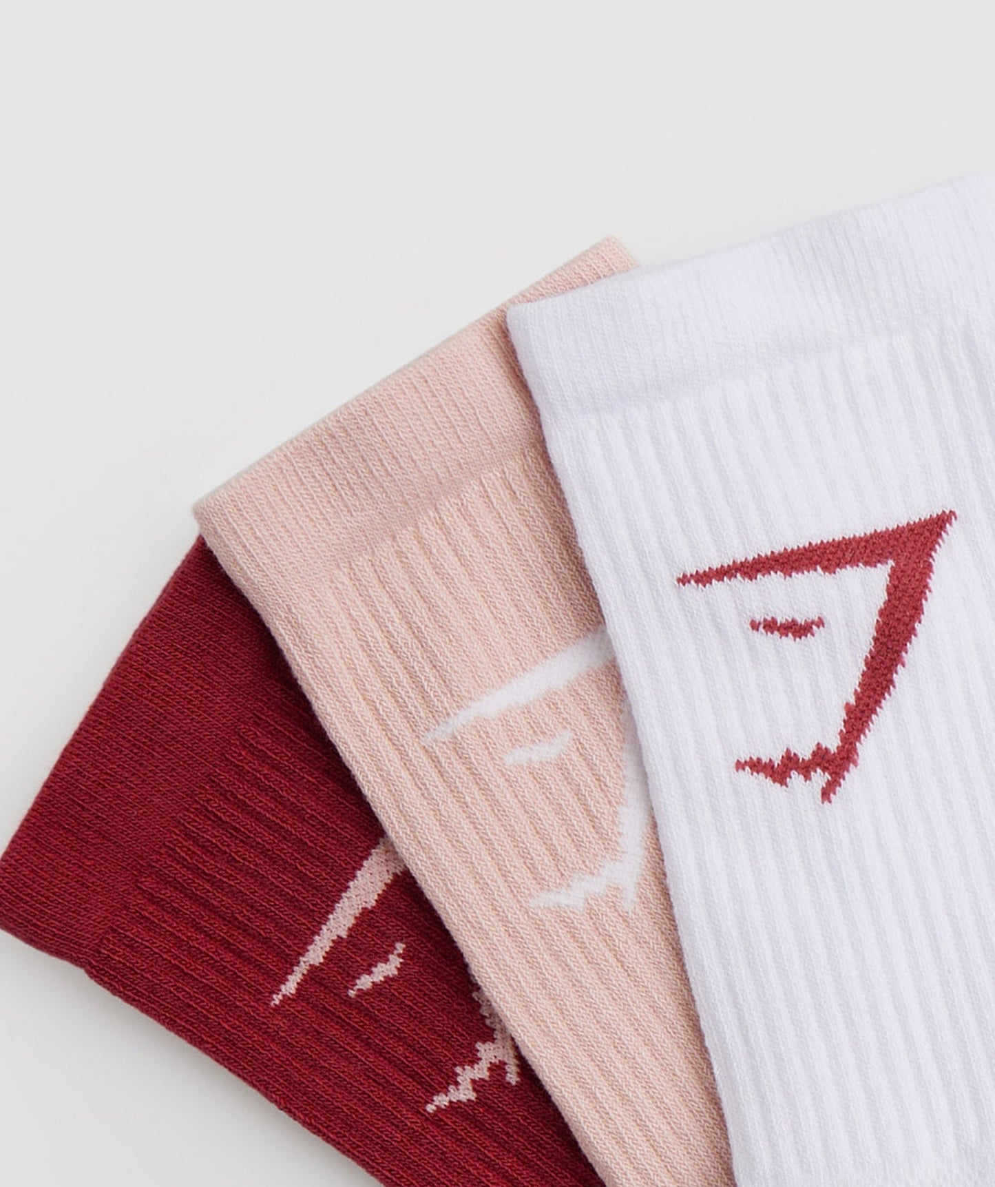 Gymshark Crew Socks 3pk - White/Pink/Red