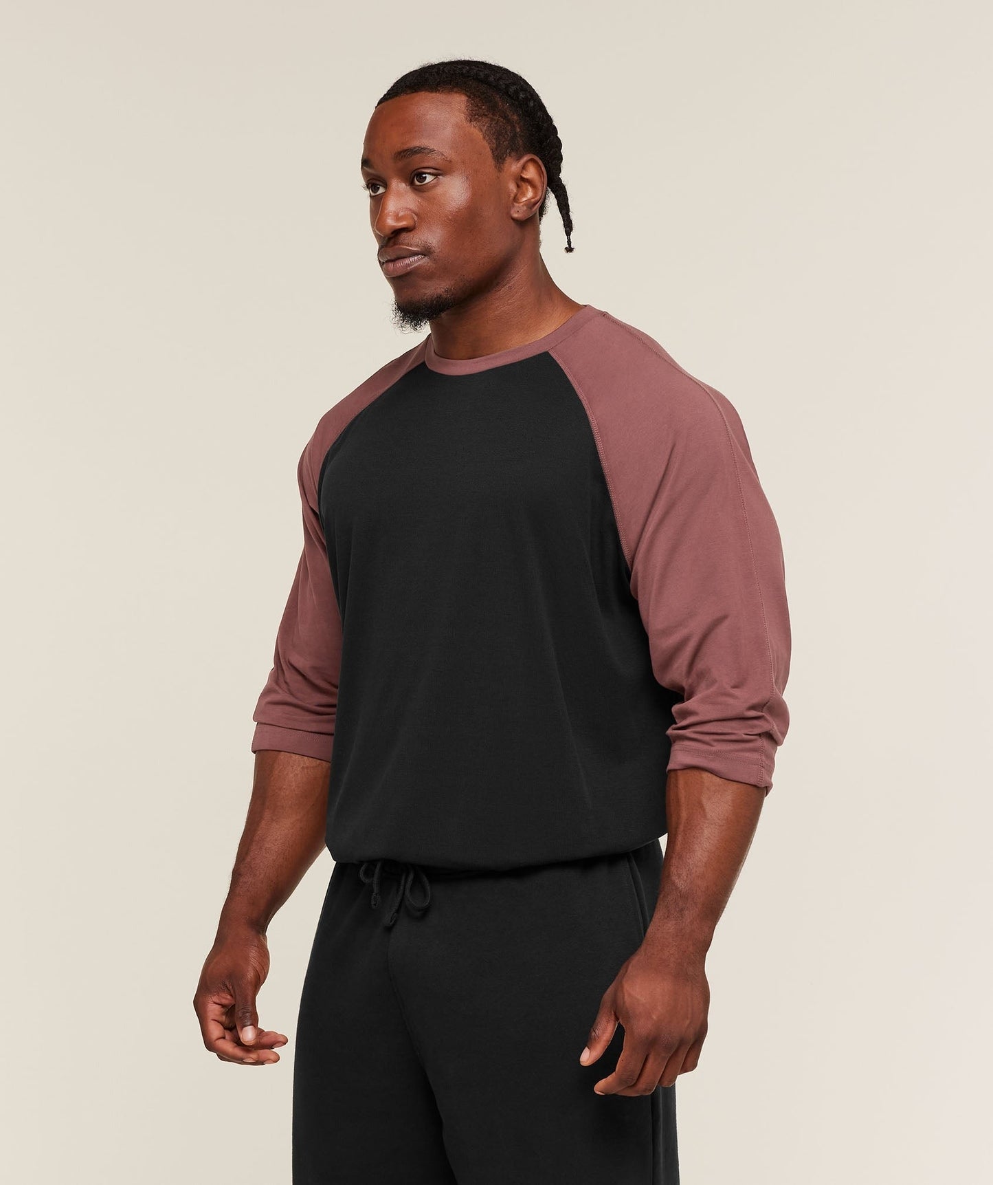 Gymshark 1/3 LS Graphic T-Shirt - Black/Burgundy Brown