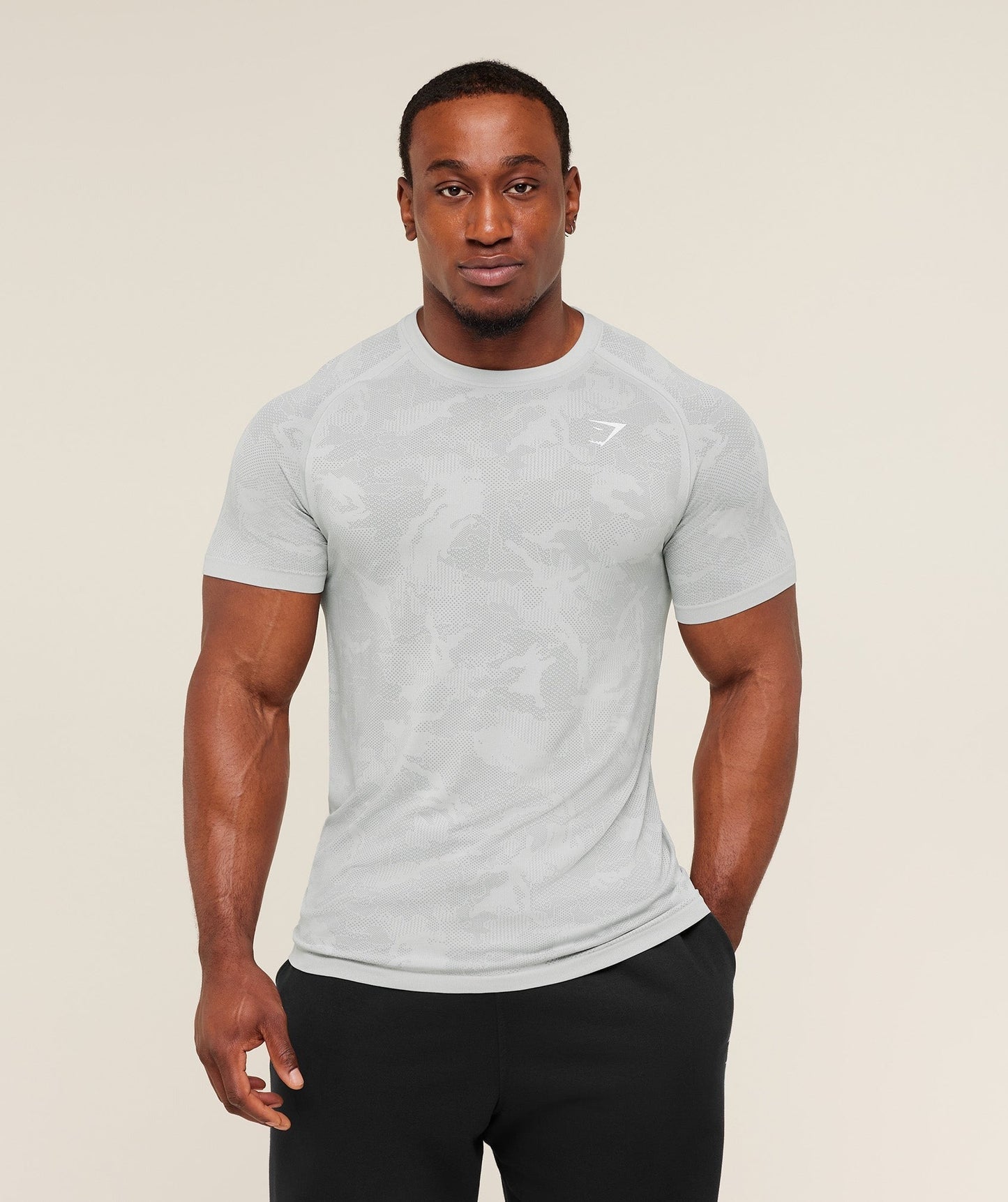 Gymshark Geo Seamless T-Shirt - Light Grey/Smokey Grey