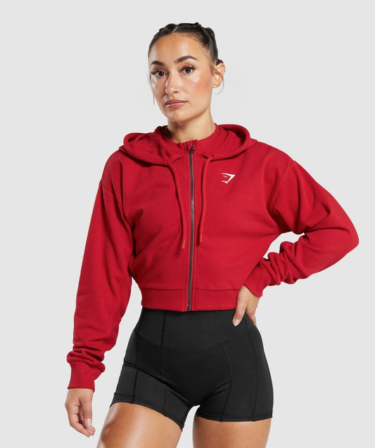 Gymshark GS Power Crop Zip Hoodie - Carmine Red