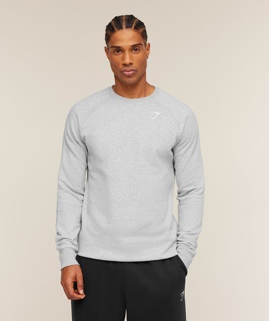 Gymshark Crest Sweatshirt - Light Grey Marl