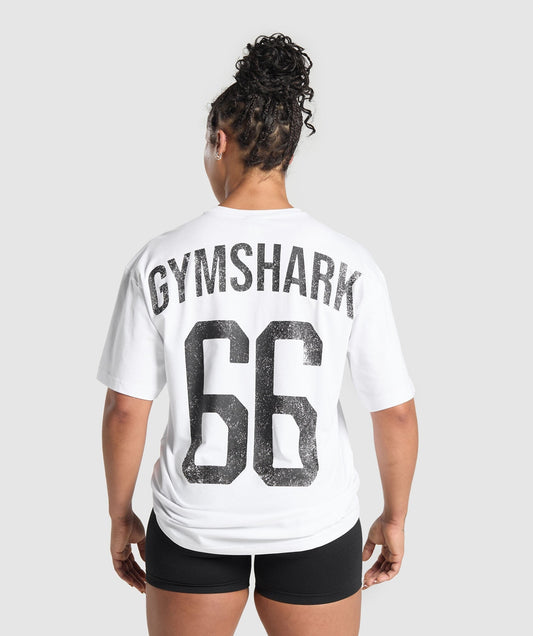 Gymshark GS66 Graphic Oversized T-Shirt - White
