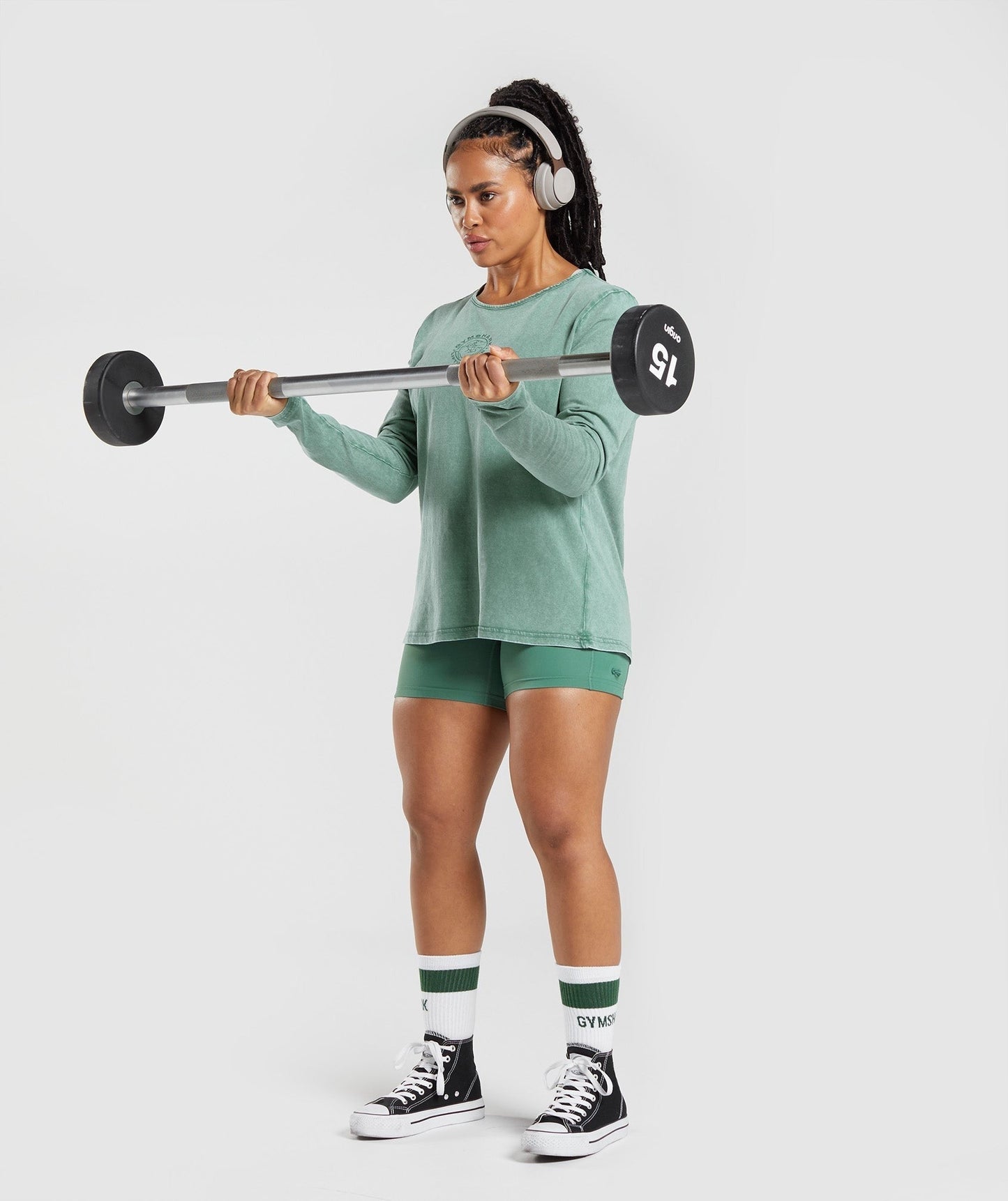 Gymshark Legacy Washed Long Sleeve Top - Hoya Green