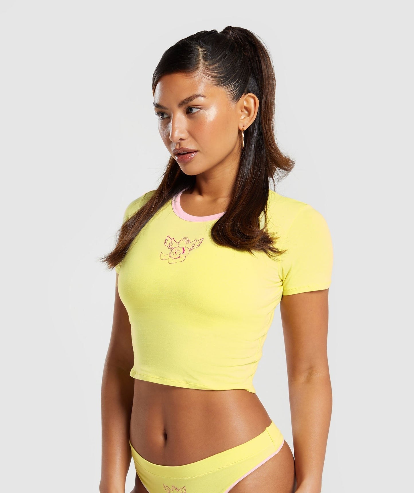 Gymshark Cotton Graphic Crop Top - Lemon Yellow