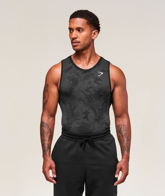 Gymshark Geo Seamless Tank - Black/Charcoal Grey