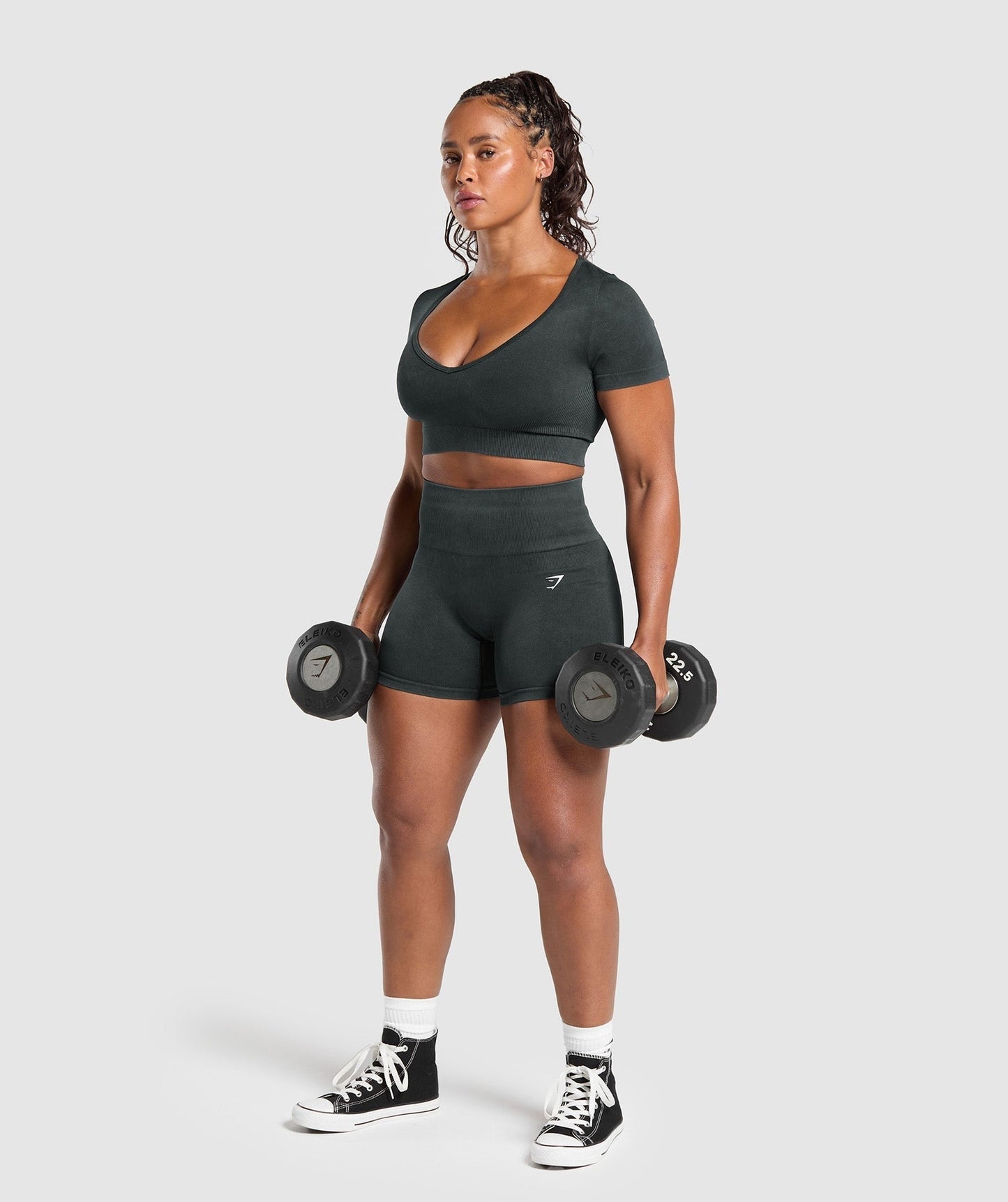 Gymshark Gains Seamless Washed Crop Top - Black