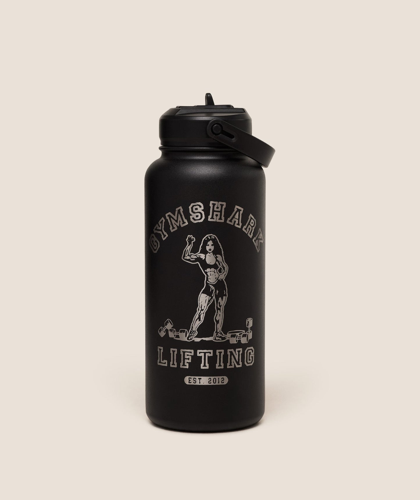 Gymshark Metal Insulated 1L Bottle with Straw - Black