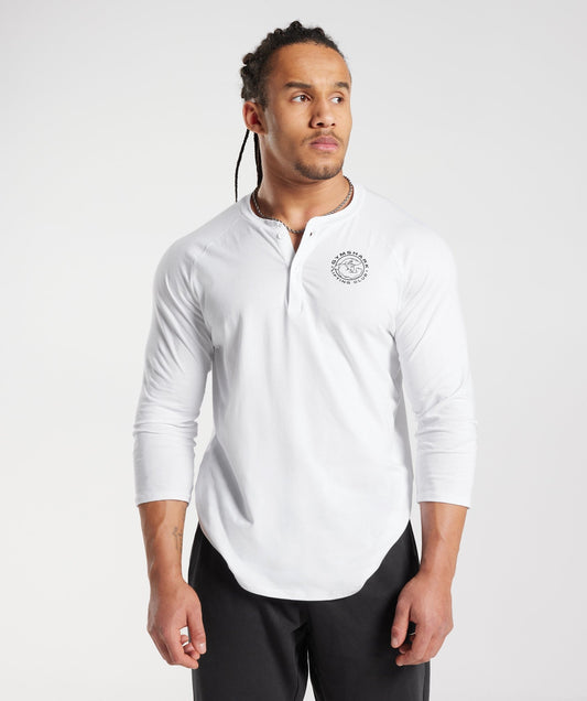 Gymshark Legacy Henley Top - White
