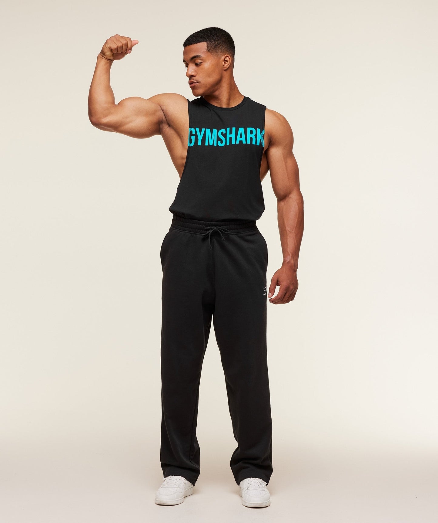 Gymshark Prime Drop Arm Tank - Black/Brand Blue