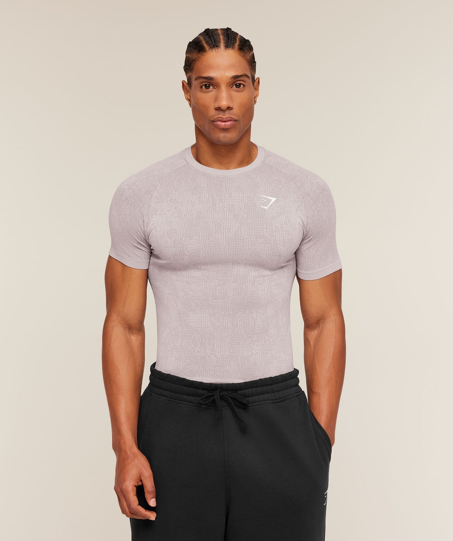Gymshark Geo Seamless Grid T-Shirt - Dawn Purple/Dusk Purple