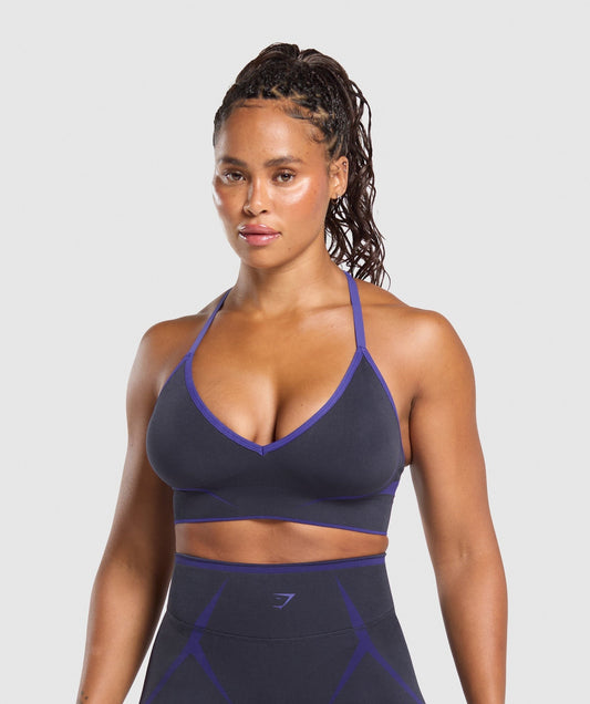 Gymshark Apex Lift Seamless Sports Bra - Heavy Blue/Cobalt Purple