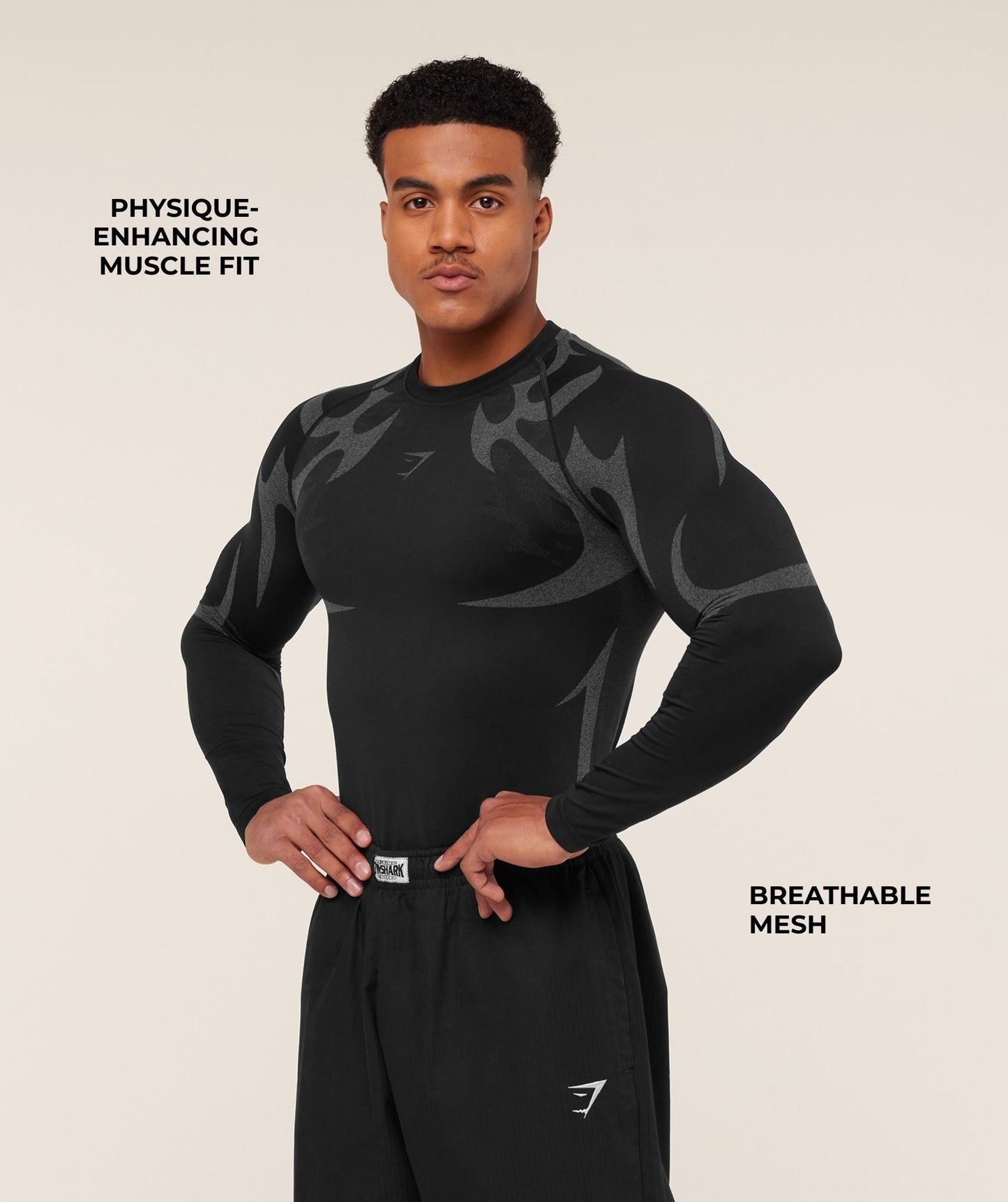 Gymshark Storm Seamless Long Sleeve T-Shirt - Black/Pitch Grey