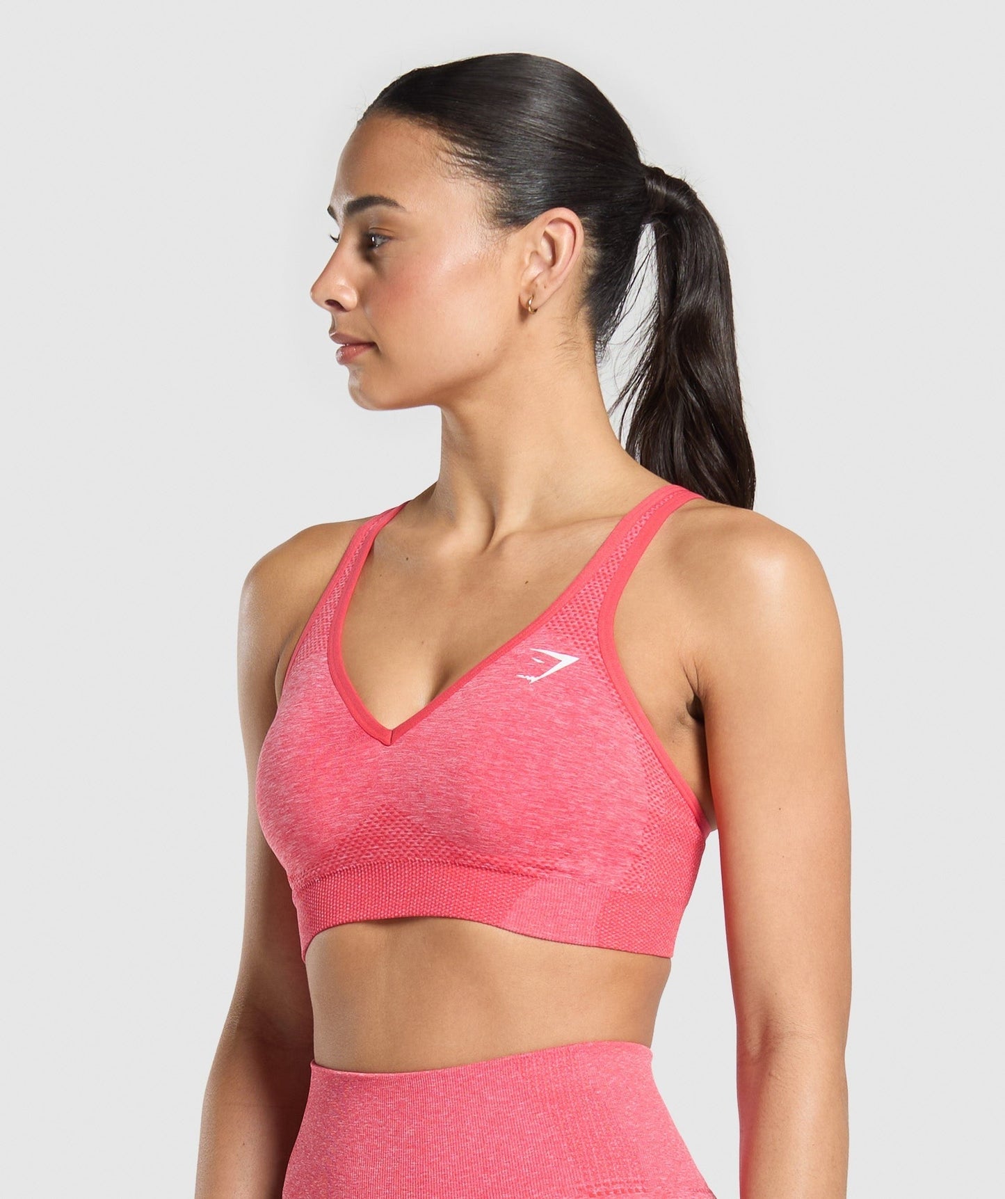 Gymshark Vital V Neck Sports Bra - Coral Red/Marl