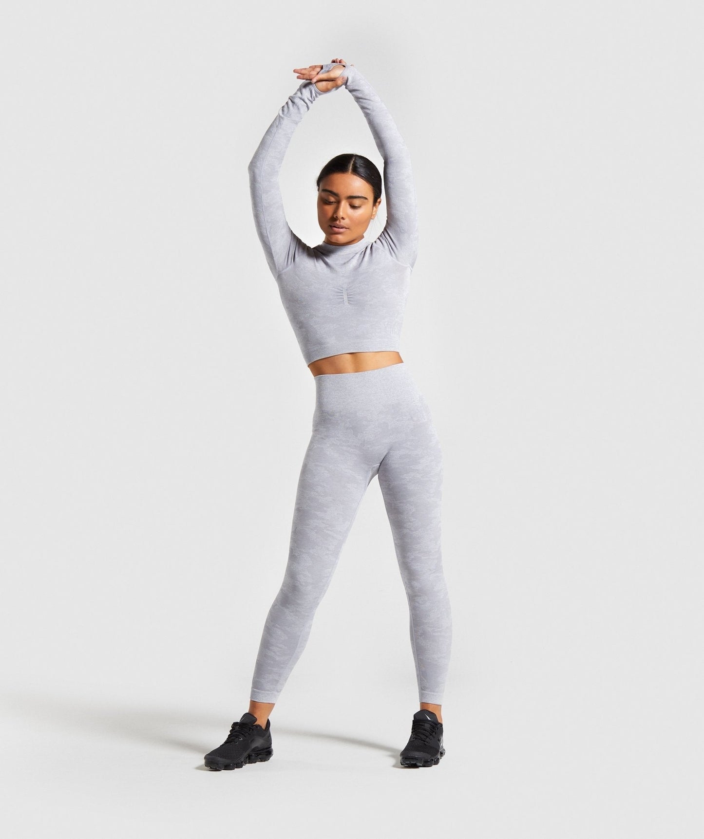Gymshark Camo Seamless Long Sleeve Crop Top - Lilac
