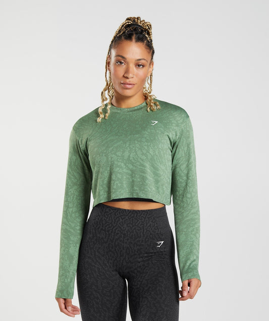 Gymshark Adapt Animal Seamless Long Sleeve Top - Wild | Iguana Green