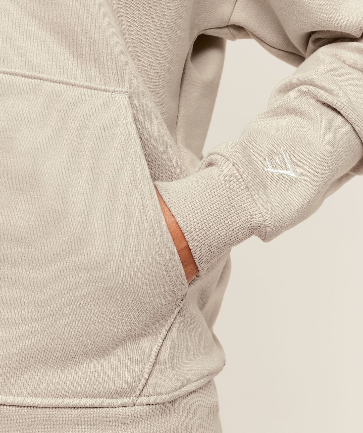 Gymshark Fitness Embroidered Graphic Zip Up Hoodie - Pebble Grey