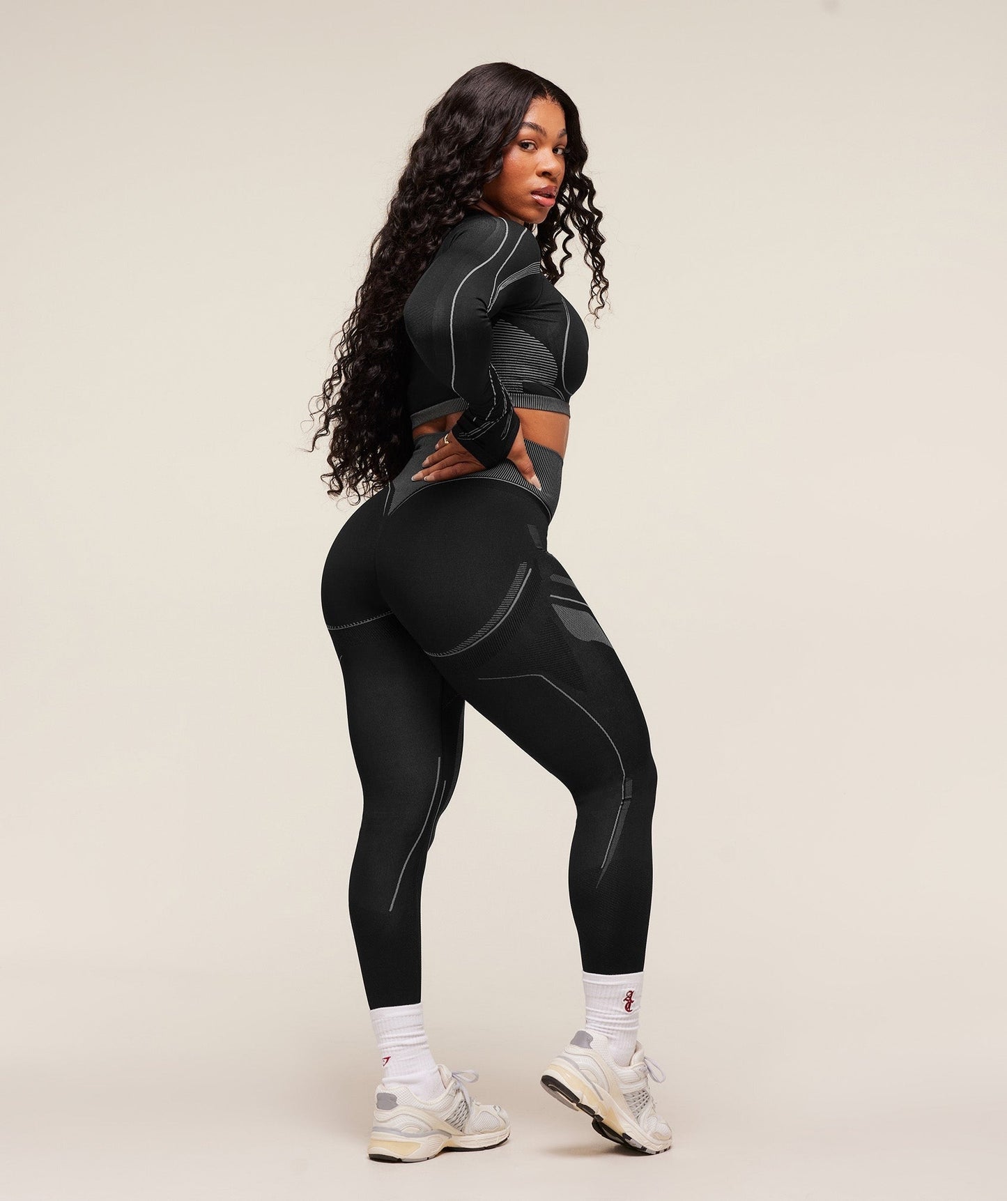 Gymshark x Analis Seamless Leggings - Black/Silver Grey