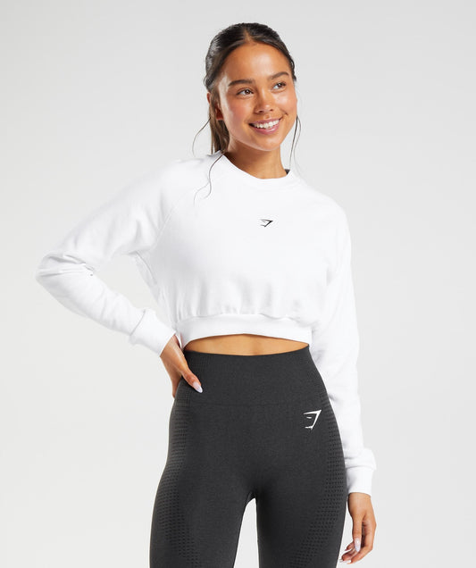 Gymshark Training Crop Sweater - White