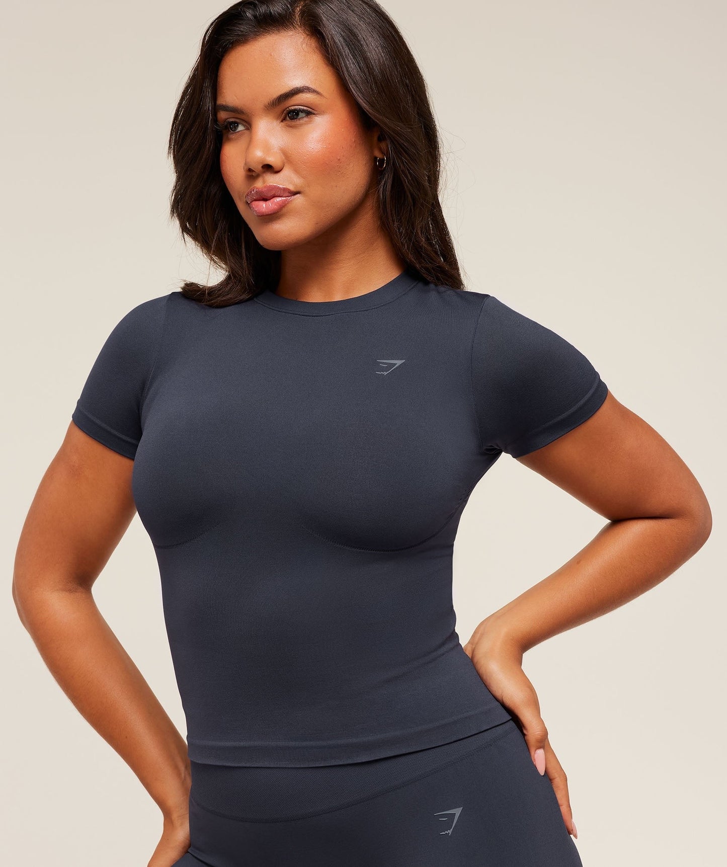 Gymshark Soft Sculpt Short Sleeve Midi Top - Heavy Blue