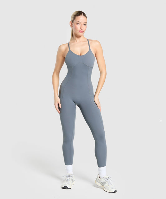Gymshark Strappy All in One Full Length - Iron Blue