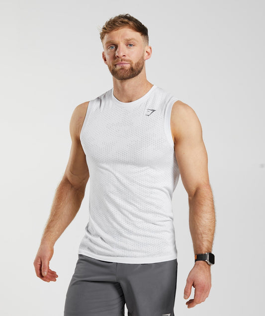 Gymshark Sport Seamless Tank - White/Smokey Grey