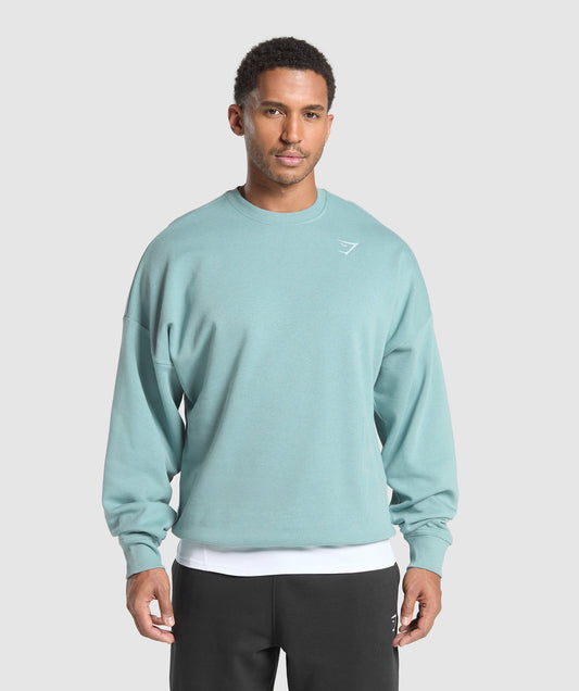 Gymshark Oversized Crest Crew - Rest Blue