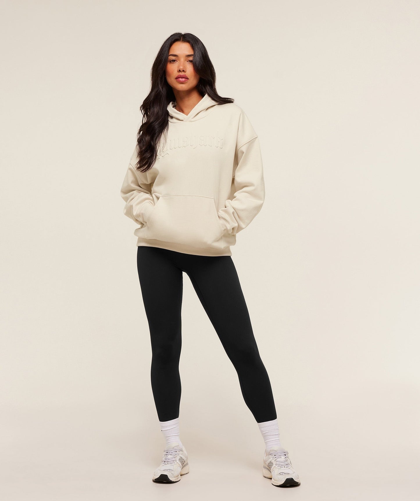 Gymshark Embossed Graphic Oversized Hoodie - Oat White