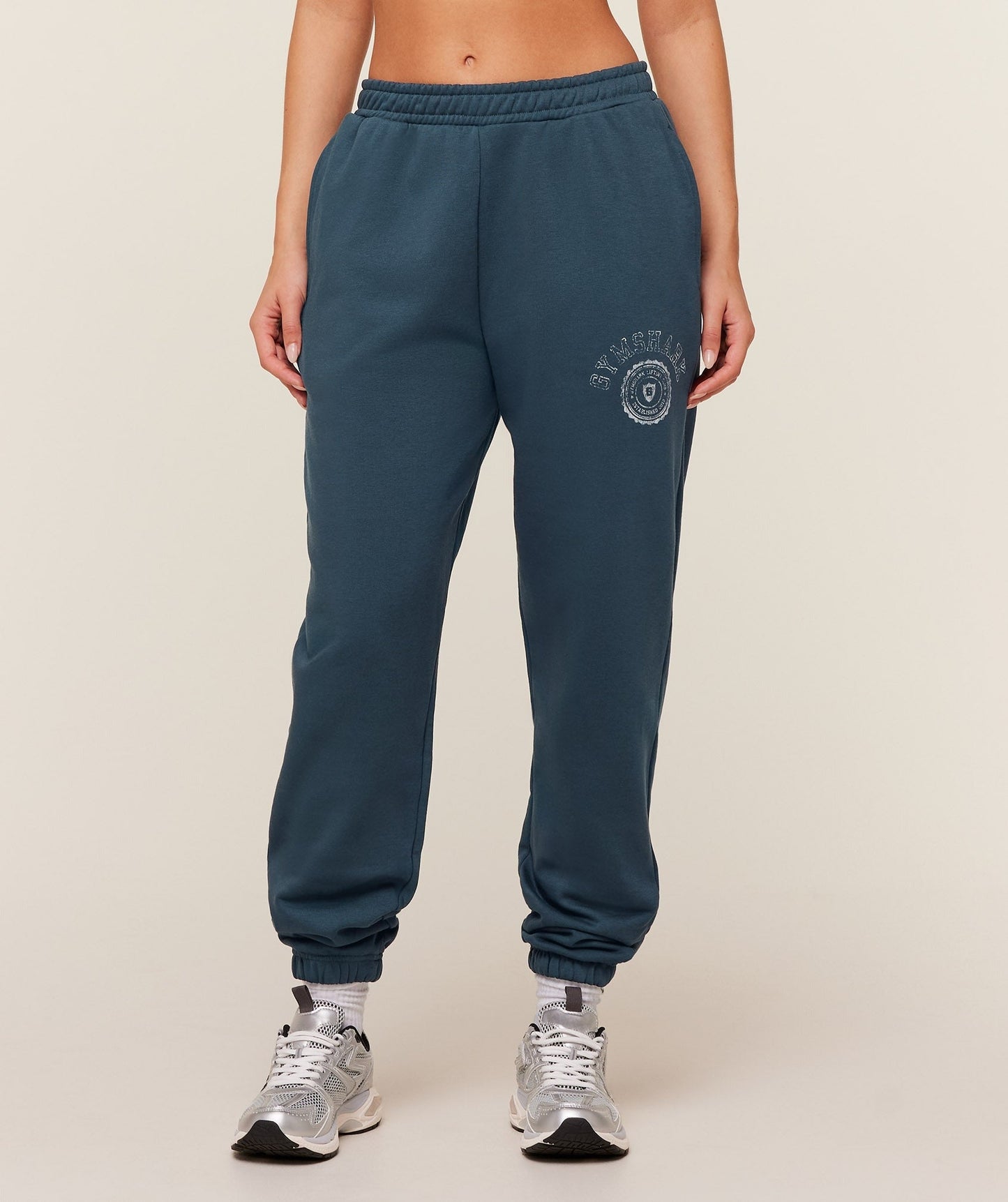Gymshark Worn Crest Graphic Joggers - GS Stealth Blue