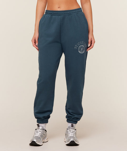 Gymshark Worn Crest Graphic Joggers - GS Stealth Blue
