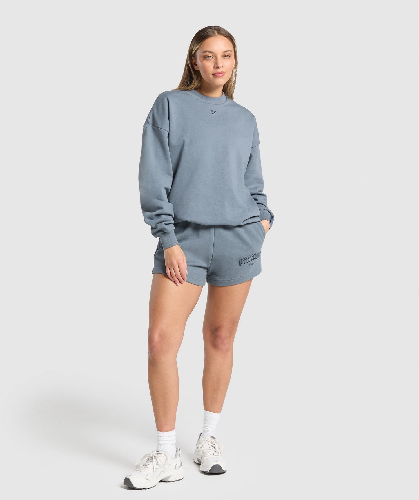 Gymshark Campus Classics Graphic Sweat Shortss - Iron Blue