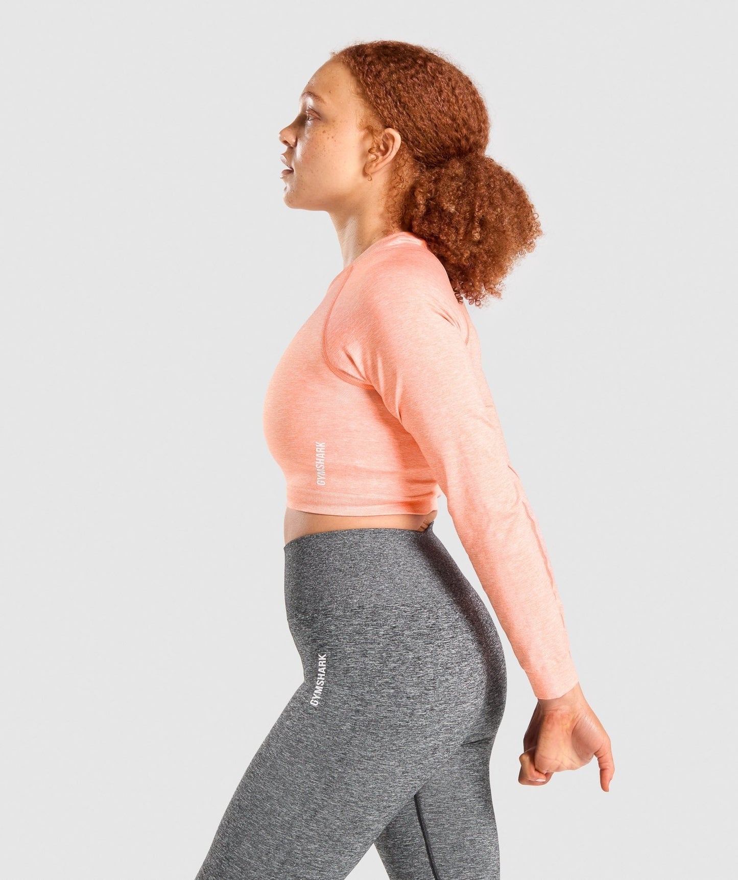 Gymshark Adapt Marl Seamless Long Sleeve Crop Top - Orange