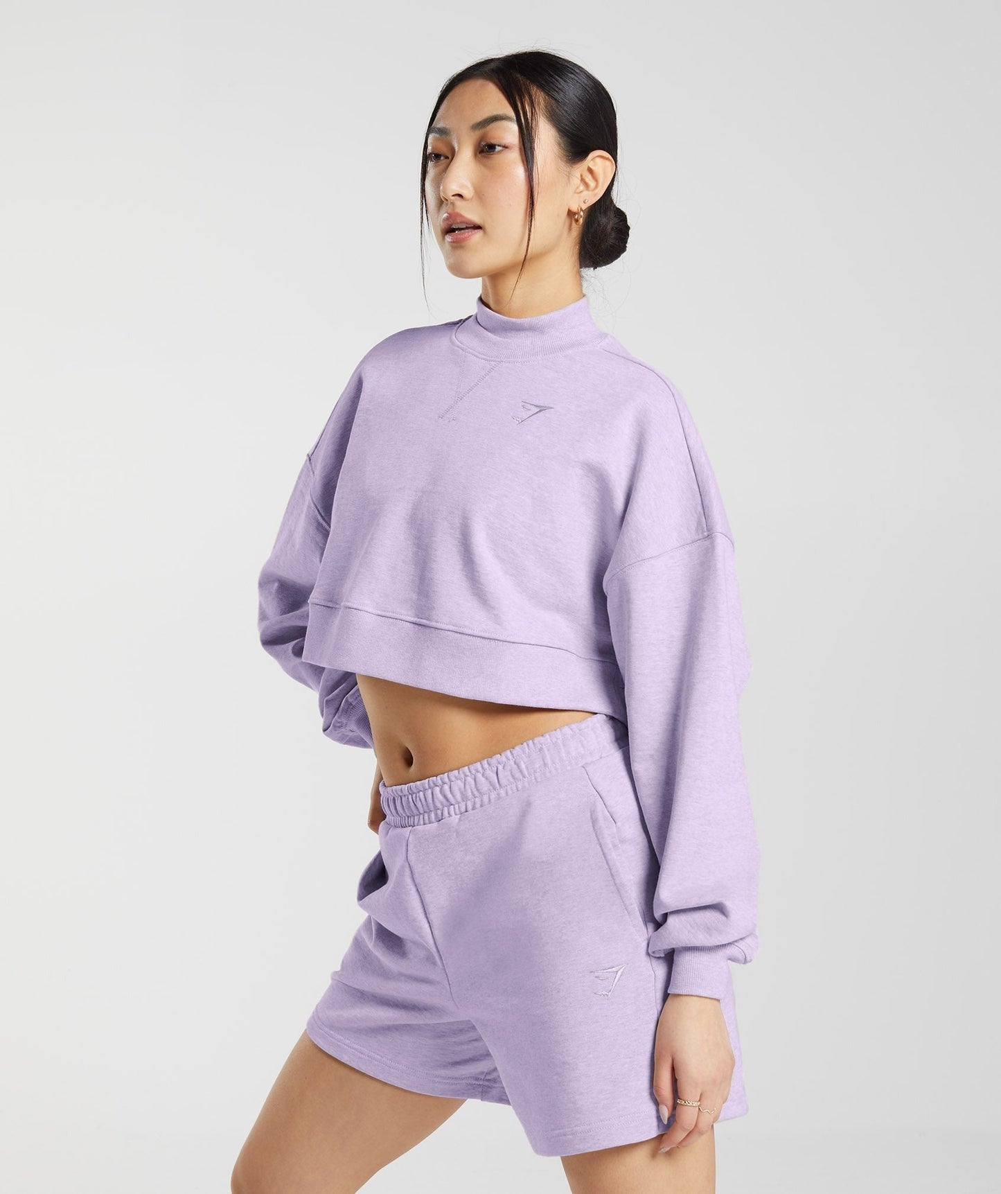Gymshark Rest Day Sweats Cropped Pullover - Aura Lilac Marl