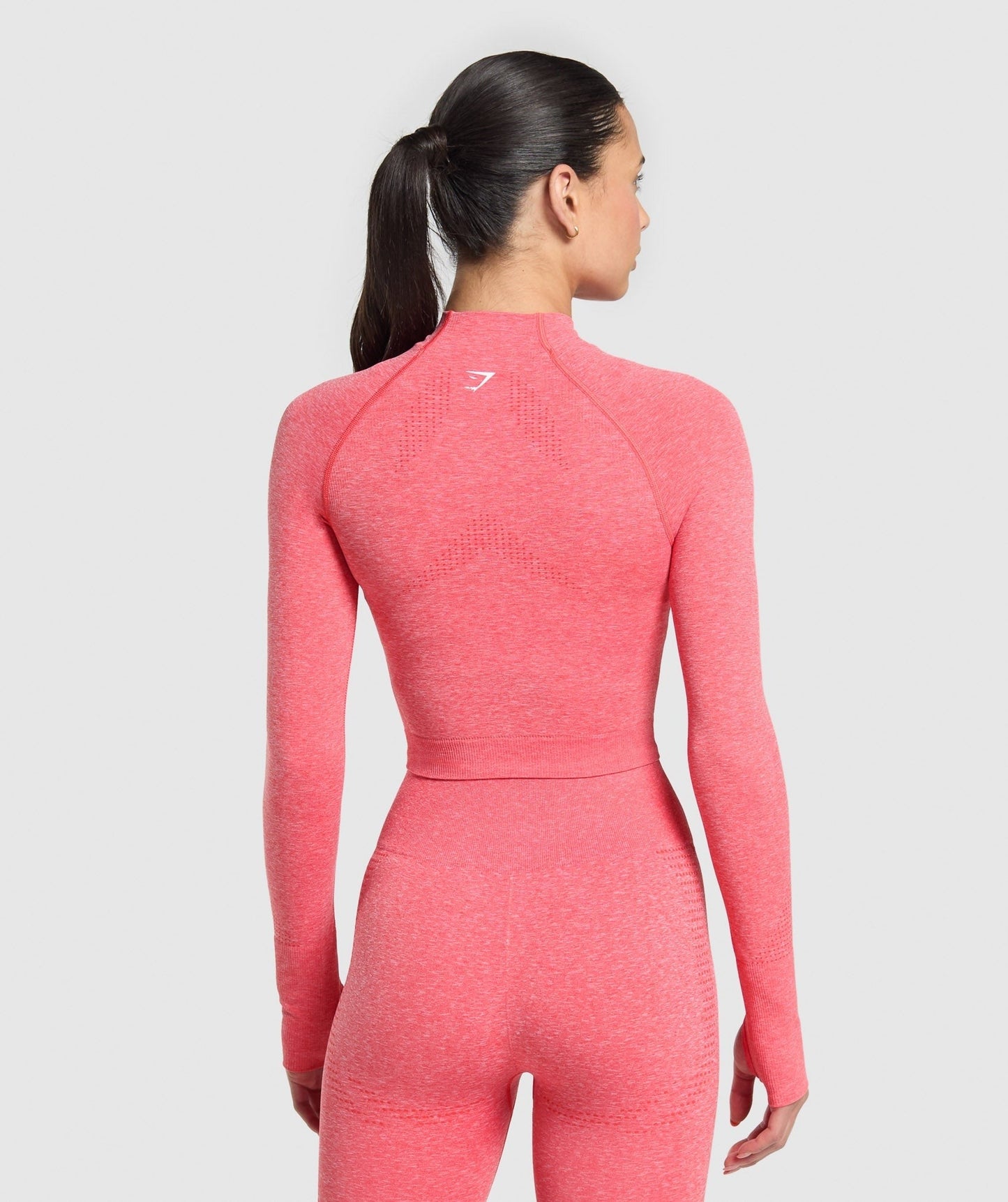 Gymshark Vital Seamless Midi Zip 2.0 Pullover - Coral Red/Marl