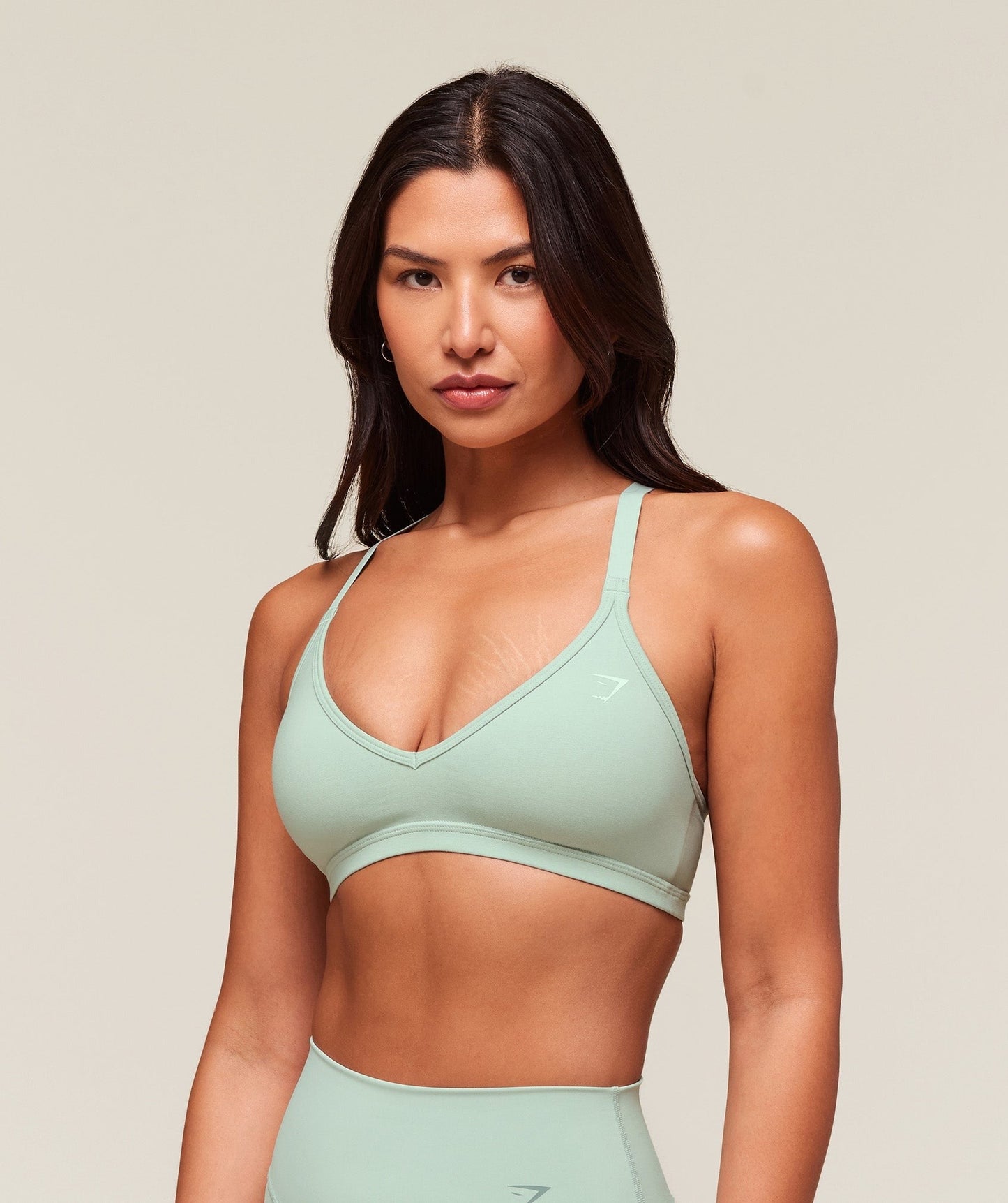 Gymshark Cotton Blend Racerback Sports Bra - Morning Blue